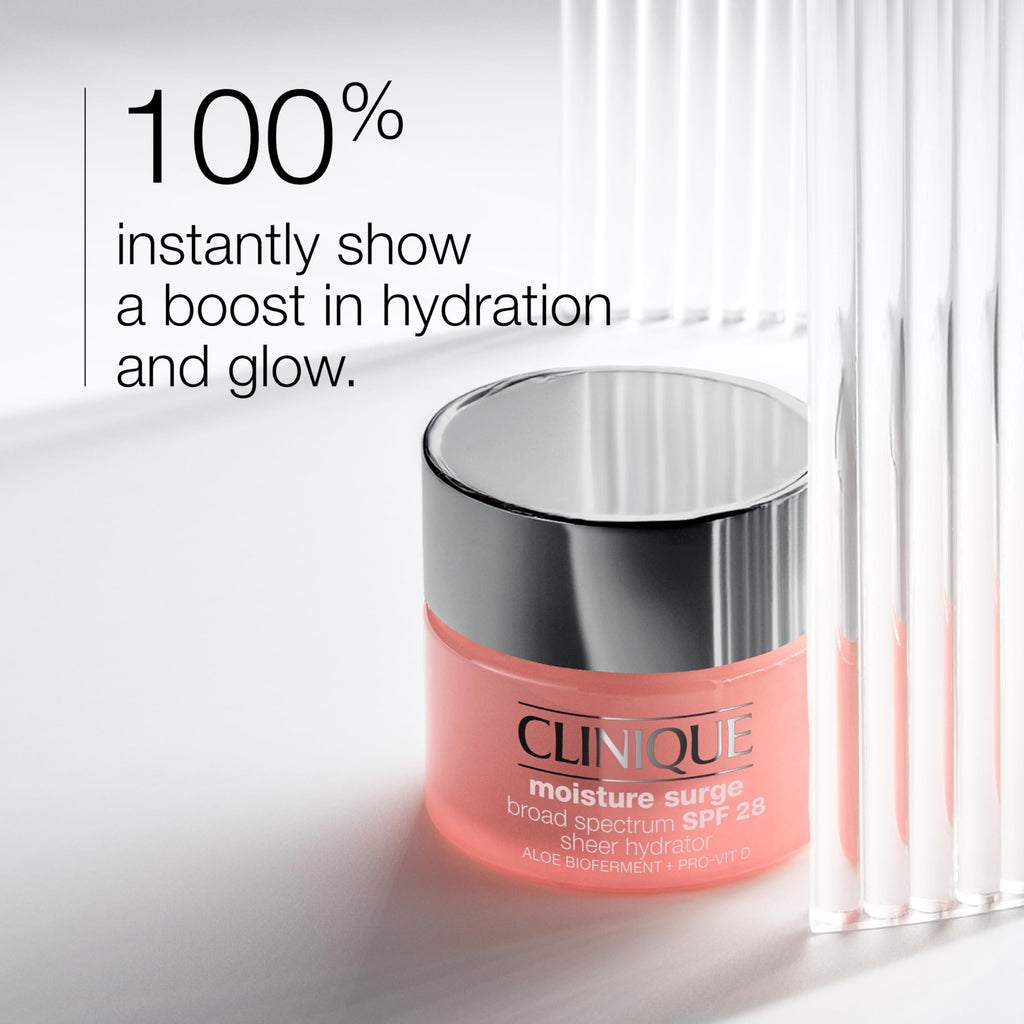 Clinique Moisture Surge Broad Spectrum SPF 28 Sheer Hydrator Face Moisturizer With Hyaluronic Acid, Aloe Bioferment + Provitamin D | Hydrating + Protecting, 1.7 Ounce
