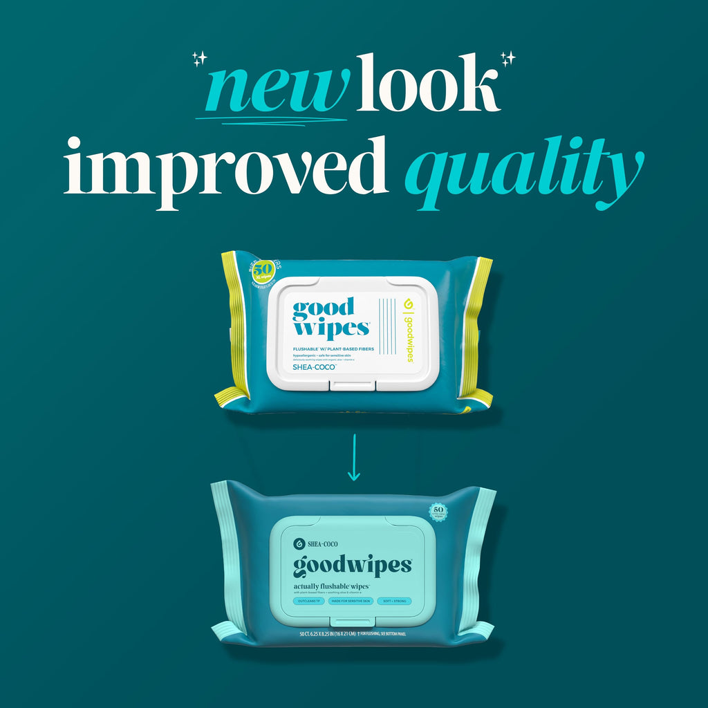 goodwipes Flushable Wipes - Shea-Coco, 318 Wipes (6 Pack + 1 Travel Size)