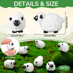 Suzile 50 Pcs Mini Sheep Figurine Miniature Resin Sheep Figurine White Lamb Figure Cute Animal Statue Landscape Little Decor for Spring Summer Outdoor Garden DIY Ornament Cake Topper(Classic Style)