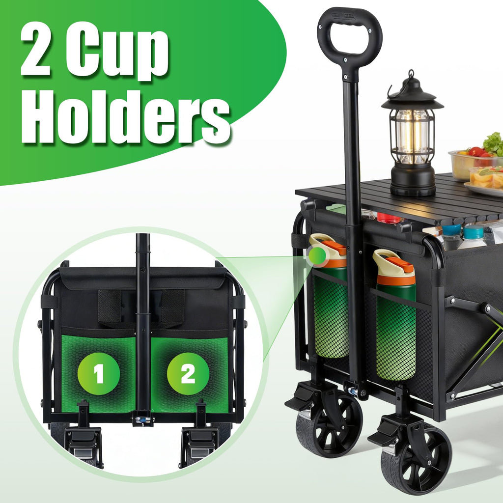 500LBS Large Collapsible Folding Wagon Carts Heavy Duty with Table & Brakes