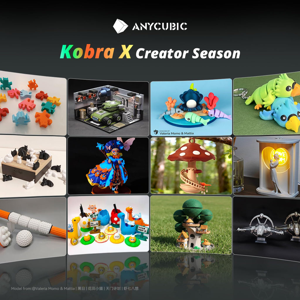 Anycubic Kobra X Multicolor 3D Printer, Easy Setup with Native 4-Color Printing Up 19 Color, 600mm/s Fast 3D Printing, AI Camera, Quiet 45dB, FDM Perfect for Kids Beginners Family Makers Professional