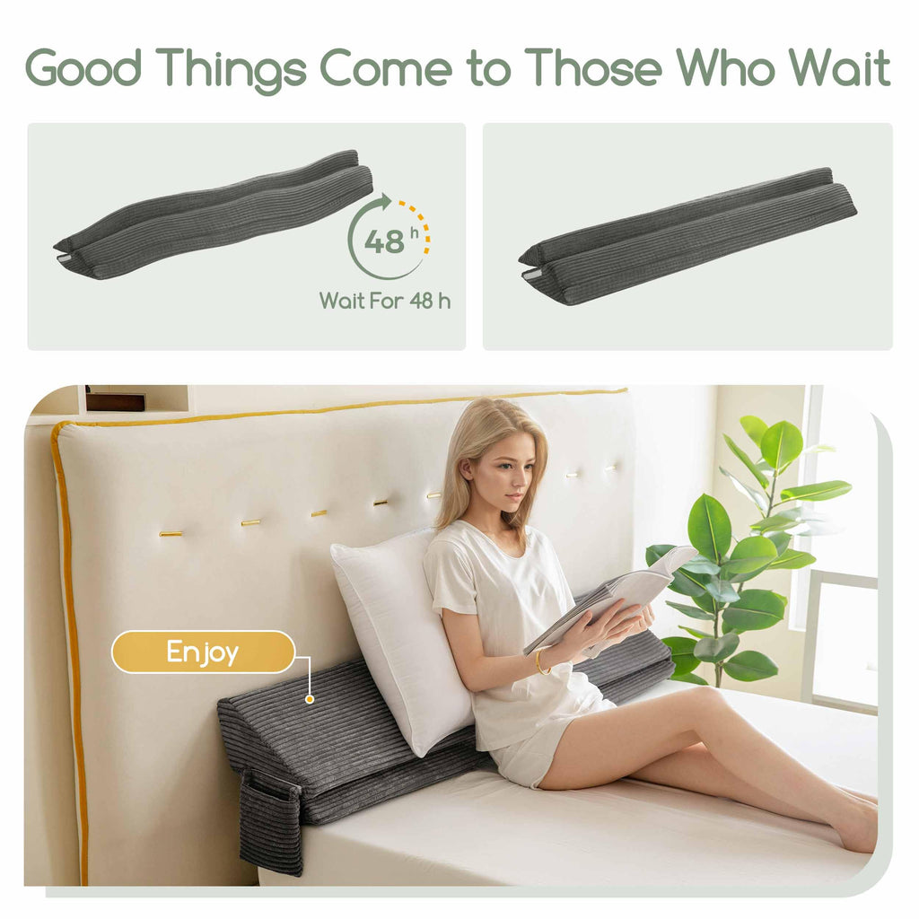 HIGOGOGO King Size Wedge Pillow for Headboard Gap - Multi Functional Mattress Wedge Bed Gap Filler Close The Gap (0-7") Between Your Mattress and Headboard or Wall (Grey 76"x11"x9")