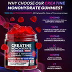 AEQNJV Creatine Gummies Monohydrate Complex 9000MG, Pre-Workout for Men & Women, Creatine Gummy with L-Taurine, BCAA 2:1, B12/6 for Muscle Support, Enhance Strength, Energy Boost-120 Count