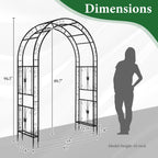 VINGLI Garden Arbor, Arch Archway for Wedding Ceremony Party, Steel Garden Trellis for Plant Climbing, Christmas Garden Decorations Pergola for Garden, Backyard, Lawn (Black, 7.9FT)