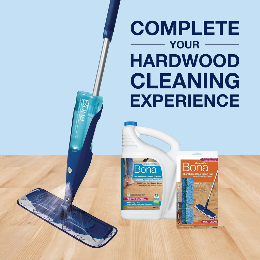 Bona PowerPlus Hardwood Floor Deep Cleaner Refill - 128 fl oz - Refill for Bona Spray Mops and Spray Bottles - Residue-Free Floor Cleaning Solution for Wood Floors