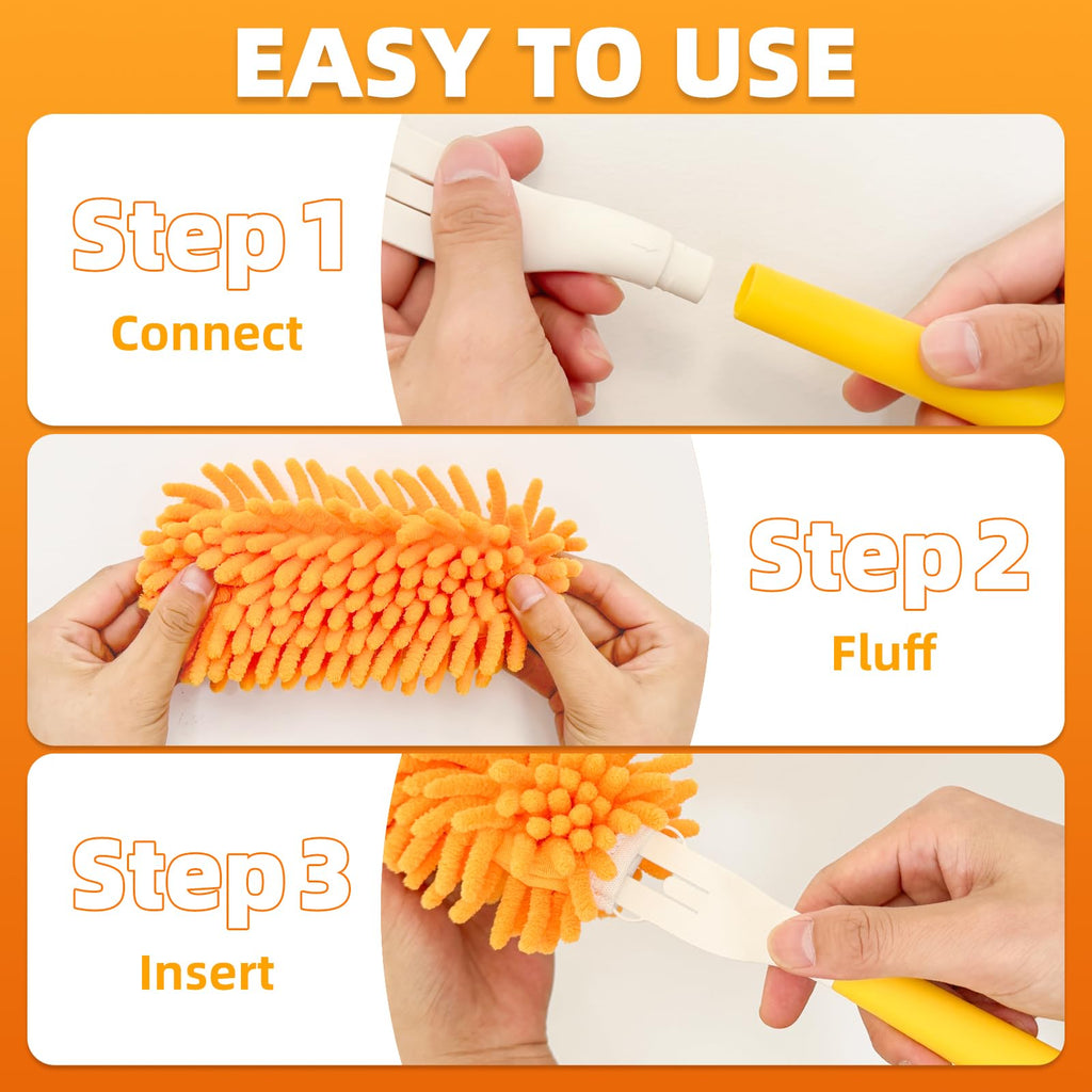 Nicemiya 8 Pack Reusable Duster Refills Compatible with Swiffer Hand Duster, Washable Microfiber 360 Heavy Duty Dusters Refills for Dusting Cleaning(Include 1 Handle & Laundry Bag)