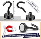 FINDMAG 100 Pack 30 LBS Magnetic Hooks Neodymium Magnet Hooks for Hanging, Magnetic Hooks Magnets with Hook for Bathroom, Kitchen, Towel, Office, Garage, Black