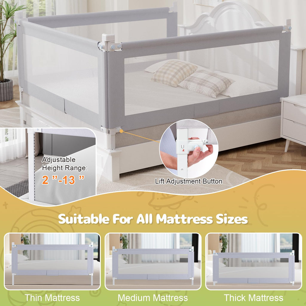 omzer Toddler Bed Rails Guard Foldable Crib Rail Guard,Baby Bed Rail for Toddlers/Elderly with Reinforced Anchor Safety for Cribs, Twin, Double, Full Size Queen & King Bed (48")