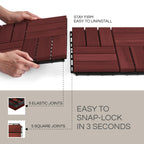 THYOI Deck Tiles, Patio Flooring - Outdoor Waterproof Acacia Wood Tiles for All Weather Use - Balcony, Backyard, Indoor & Outdoor (Natural Rosewood, Set 10 Crossed Pattern)