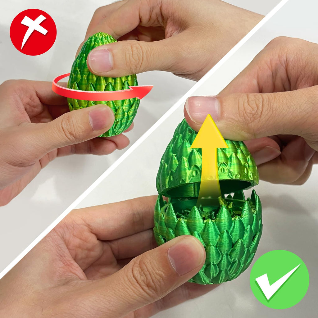 SHUWND 3D Printed Dragon Eggs with Dragons Inside – 4PCS Mini Articulated Baby Dragon Toys, Mystery Fidget Egg Set for Kids & Adults, Fantasy Desk Decor & Collectible Gifts