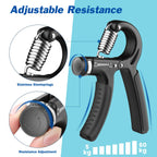 AIXPI Grip Strength Trainer, Hand Grip Exerciser Strengthener with Adjustable Resistance 11-132 Lbs (5-60kg), Forearm Strengthener, Hand Exerciser for Muscle Building and Injury Recover Black 1 Pack
