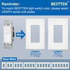 BESTTEN 40 Pack Single-Pole Light Switch, 15A 120/277V, Paddle Wall Switch, On/Off Rocker Interrupter, UL Listed, White