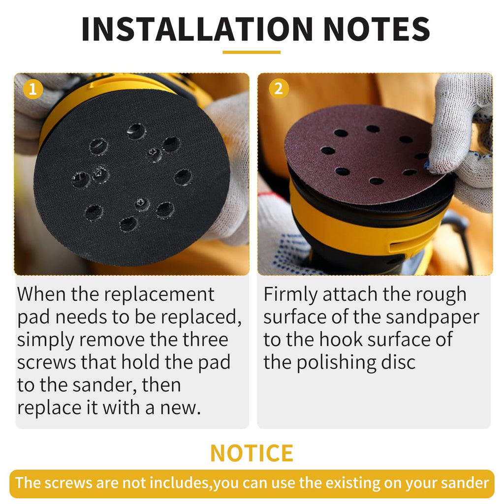 Gnellkoor Orbital Sander Pad Replacement for Dewalt, 2 Pack