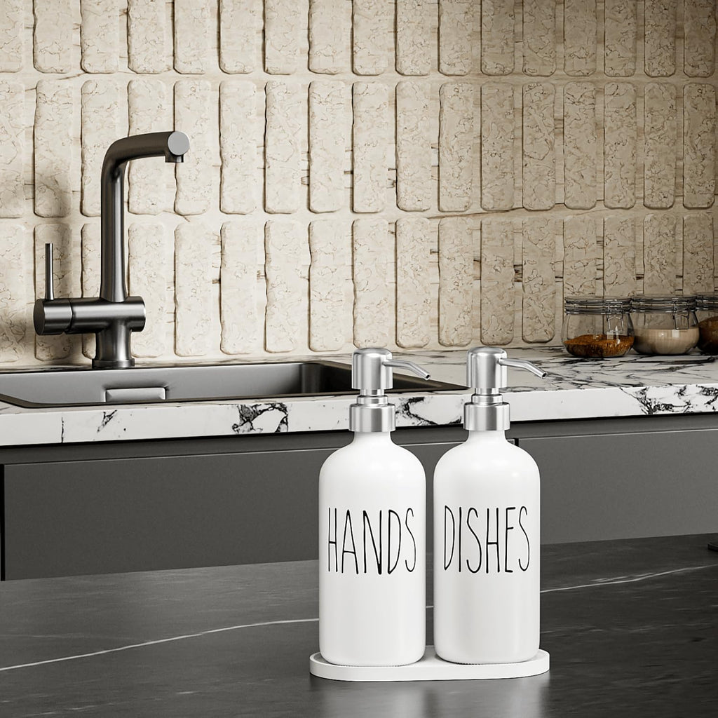 MOMEEMO Soap Dispenser for Kitchen Sink, White & Silver
