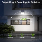 Adiding Solar Outdoor Lights, 2800LM LED Flood Lights with 16.4 Ft Cable, Remote Control Solar Motion Sensor Lights with 3 Modes, Solar Powered Security Lights for Outside Patio, Yard, Garage, 1 Pack