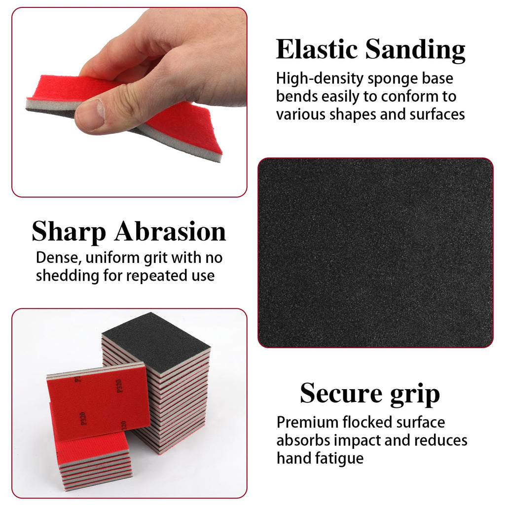 27 Pcs Sanding Sponge Block Pads, 320 Grit Fine Sandpaper Sand Paper