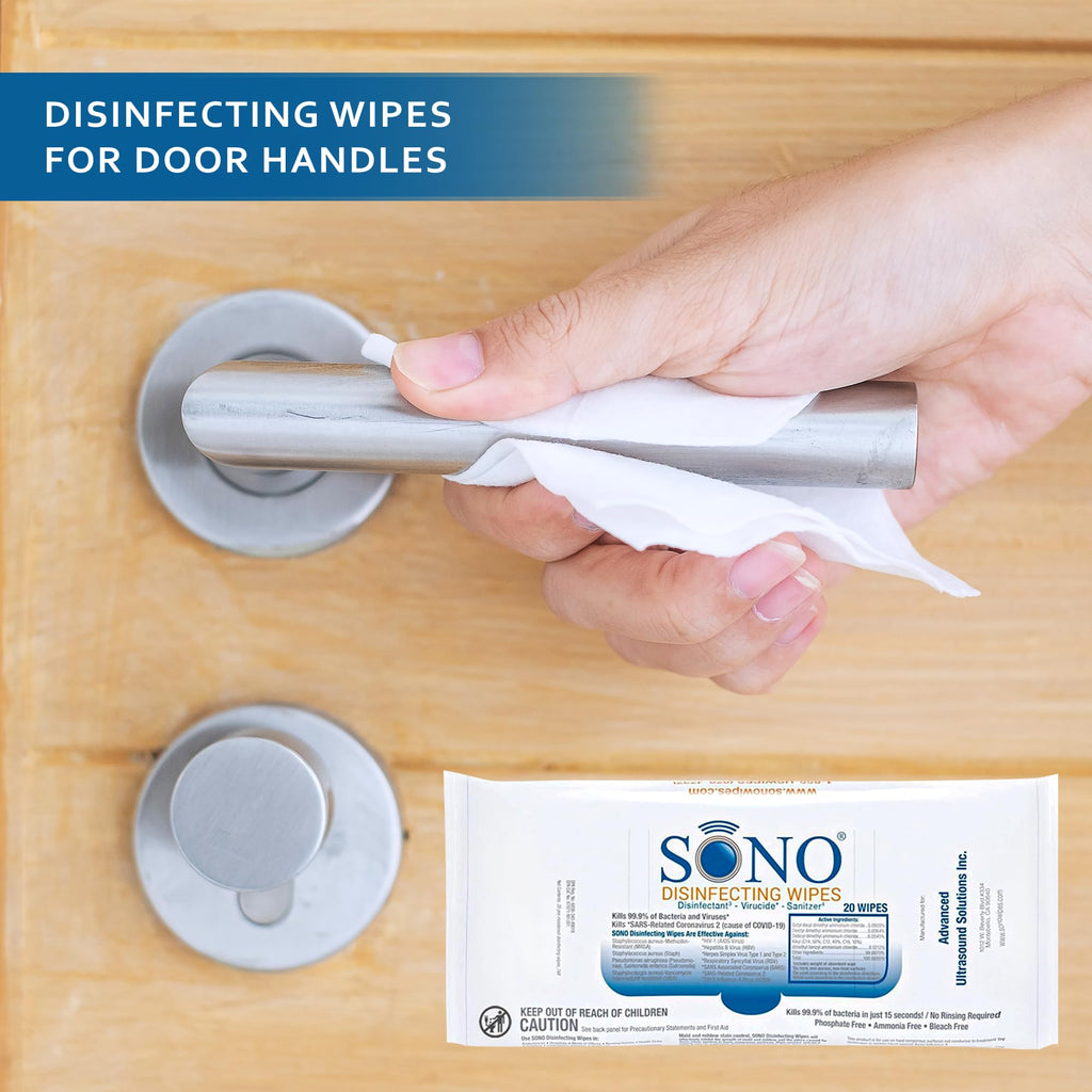 SONO Disinfecting Wipes - 60 Count (Pack of 3) + Sanitizer, Travel Size, Alcohol-Free, No Bleach, Medical-Grade, Multi-Surface Cleaning for School, Office, and On-The-Go