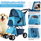 LWWJJ Pet Stroller 4 Wheels, Multifunction Dog Cat Jogger, Folding Lightweight Travel Stroller with Detachable Carrier & Cup Holder for Small/Medium Dogs and Cats, Red