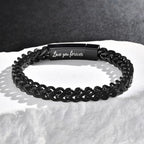 MEALGUET Black Chain Bracelets for Dad : To my Dad Stainless Steel Franco Chains Love you Forever Engraved Link Men's Bracelet to Daddy from Daughter Son, Sentimental Father's Day Birthday Gifts, M