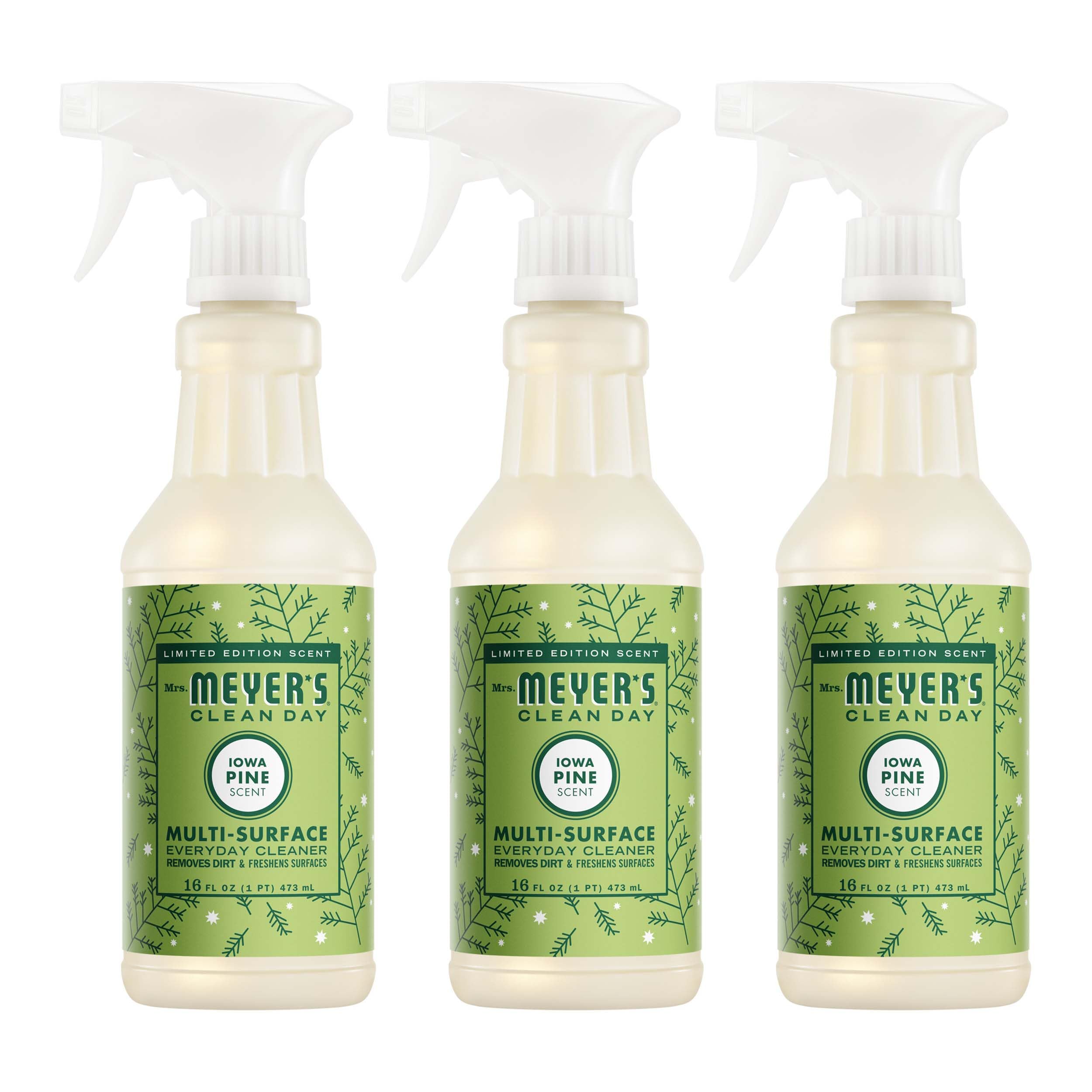 MRS. MEYER'S CLEAN DAY Multi-Surface Cleaner Spray, Cruelty Free Formula, Iowa Pine, 16 fl. Oz (Pack of 3)