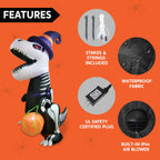 Joiedomi 8 FT Halloween Inflatable Skeleton Dinosaur with Pumpkin & Built-in LEDs, Halloween Blow Up Yard Decorations, Lighted Outdoor Dinosaur Skeleton for Garden, Lawn, Patio & Holiday Outside Decor