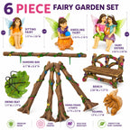 Mood Lab Fairy Garden Figurines with Swing - Miniature Accessories Set (6 pcs) - Outdoor Indoor Garden Decor