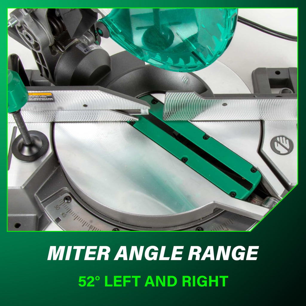 Metabo HPT 10-Inch Single Bevel Compound Miter Saw, 15-Amp Power Saw with Xact Cut Shadow Line, Precision Miter Angles, Single Bevel 0-45°, 40T TCT Miter Saw Blade, Lightweight Design, C10FCG2
