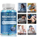 Magnesium Gummies 600mg per Serving-Magnesium Glycinate 400mg and Magnesium Malate 200mg,Sugar Free Magnesium Potassium Supplement for Calm Mood, Muscle, Bone & Sleep Support,60 Blueberry Gummies