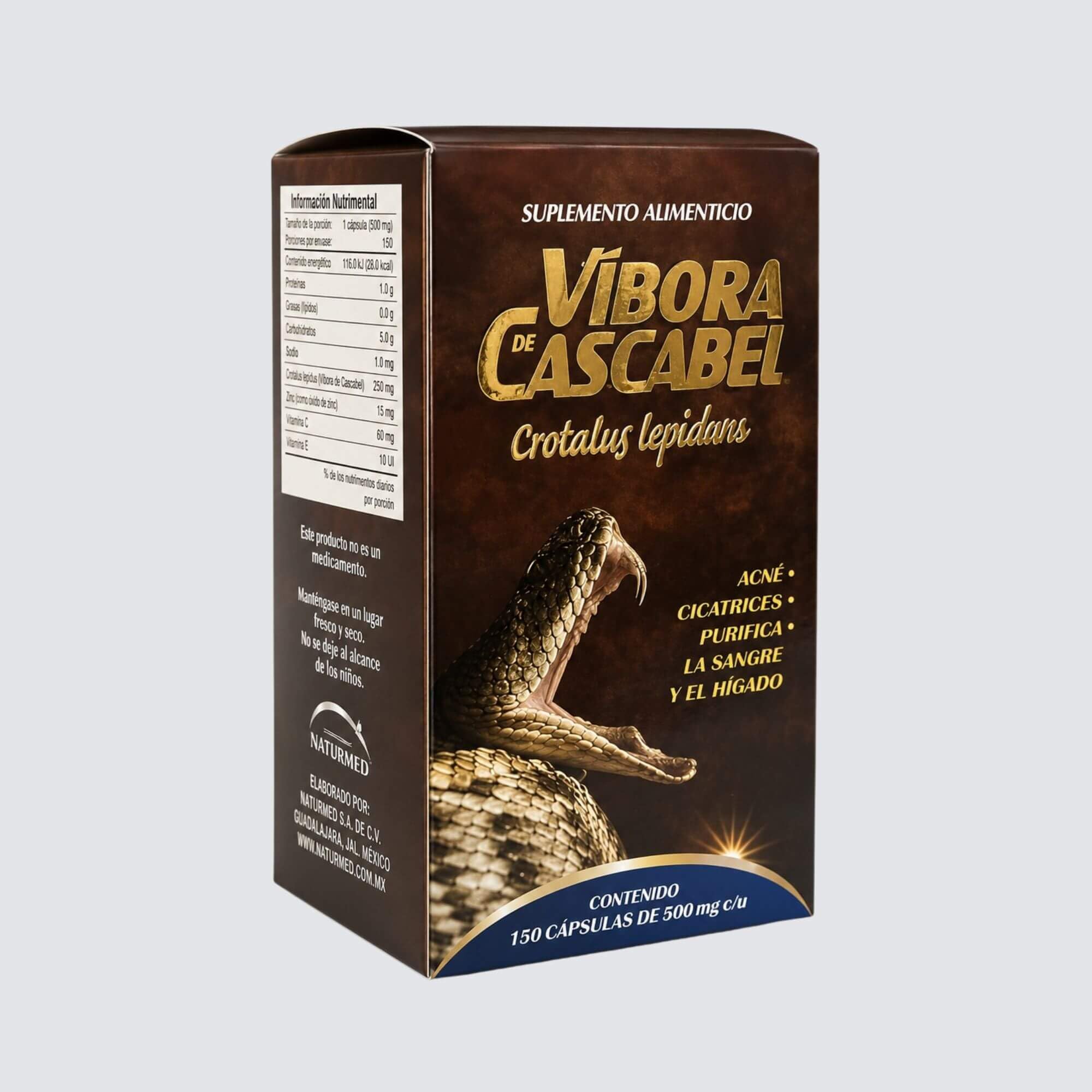 NUTRI-MED Vibora de Cascabel Capsules Skin Care Pimples & Acne 150 Caps