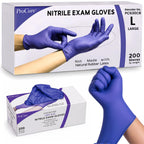 ProCure Disposable Nitrile Gloves - Latex & Powder Free - 200 Ct, Large