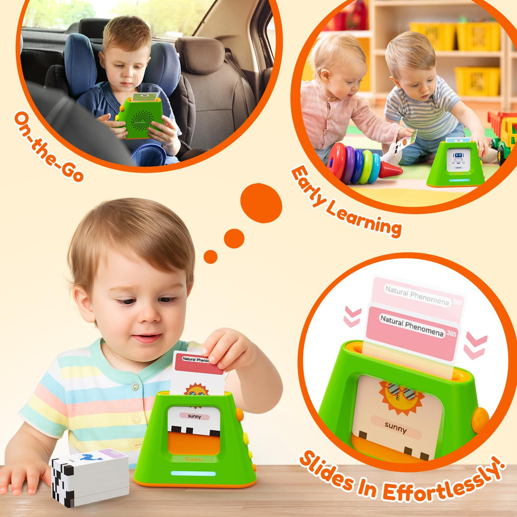 Teeniewins Talking Flash Cards for Toddlers: Self-standing & Dual-Speed Learning Toys with 448 Sight Words - Speech Therapy Toys for Autism Montessori Education - Birthday Gifts for Boys Girls Sensory