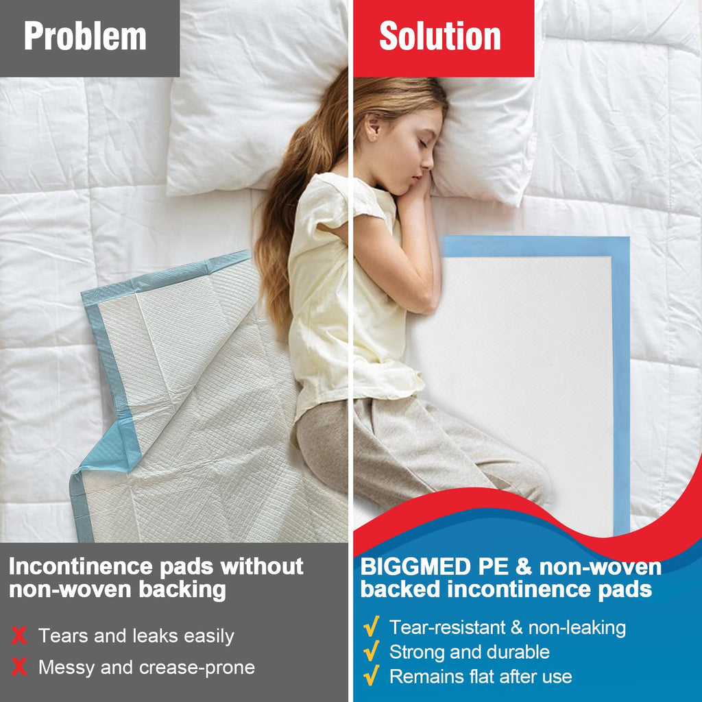 BIGGMED Tear-Resistant Disposable Bed Pads 36" x 36" 50 Count Super Absorbent Underpads, Chux Thicker Extra Large Incontinence Bed Pads, Pee Pads for Adults, Kids, Elderly, Pets