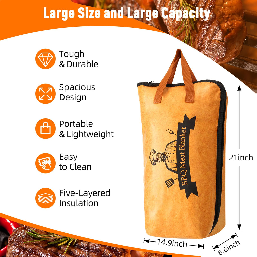 21in BBQ Blanket for Resting Meat - Smoking Meat Insulated Bag for Brisket/Beef/Pork Shoulder/Turkey - Christmas Gifts Stocking Stuffers - Birthday Anniversary Smoker Accessories Gift for Men Him Dad