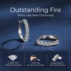 1.15CT Moissanite Hoop Earrings for Women, 925 Sterling Silve Huggie Hoops