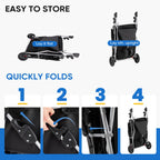 NEWBULIG Pet Stroller for Dogs, Cats Stroller with 3 Wheel, Foldable, Lightweight and Durable, Ideal for Small to Medium Pets, Includes Storage Basket and Cup Holders, Black