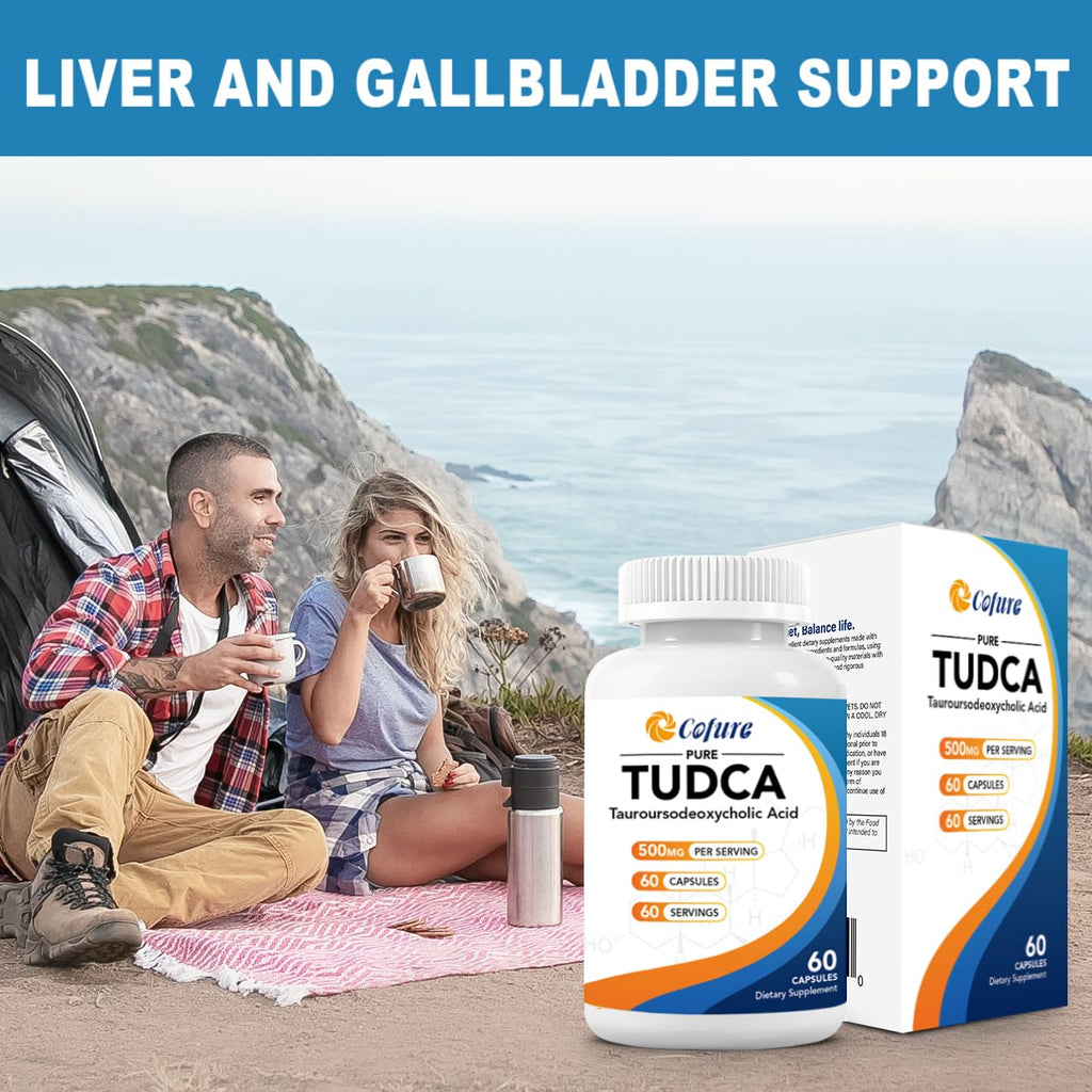 TUDCA 500mg Supplement, Liver and Gallbladder Support, Genuine Purified Bile Salts with Bitter Taste, Vegan, Gluten Free, Non GMO - 60 Capsules