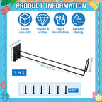 MUOUAKATE 3 Pcs Pool Float Storage Holder, 17.3 Inch Wall Mount Pool Float Organizer Storage Rack with Hangers for Swimming Ring, Towel, Tools & More Storage Indoor Outdoor Space-Saving