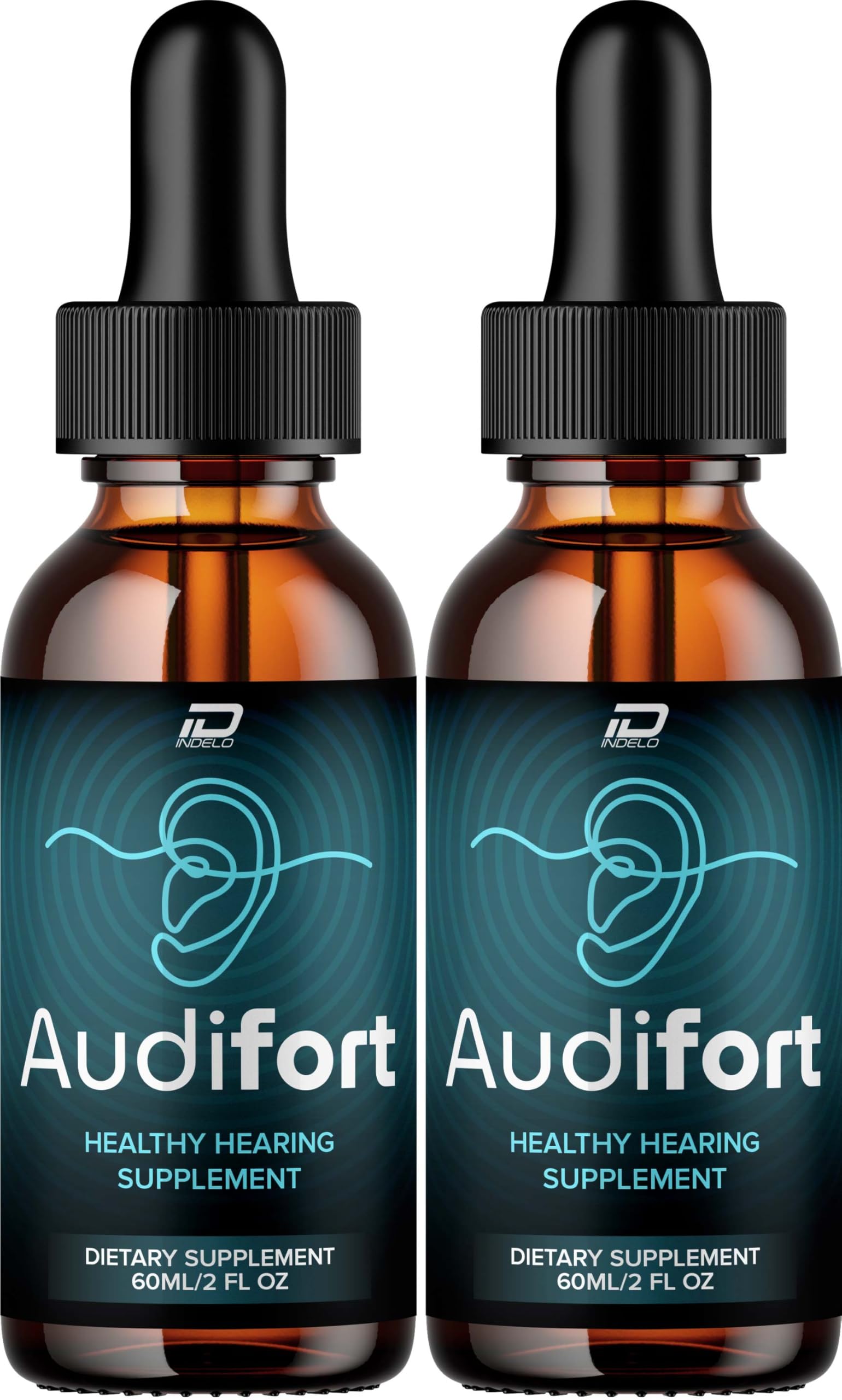 Indelo Audifort Drops - Audifort Pro 24, Audifort Pro Liquid Ear Ringing Relief, Audifort Reviews (2 Pack – 2 Month Supply)
