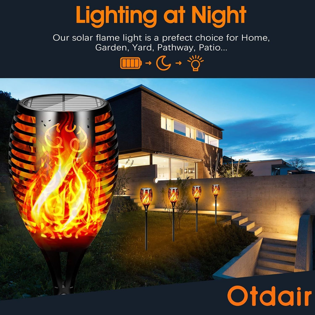Otdair 96 LED Solar Lights Outdoor Upgraded 6 Pack, 43" Tall & Super Larger Size, Waterproof Torches for Outside, 2200mAh Solar Solar Torch Light with Flickering Flame for Path Yard Garden