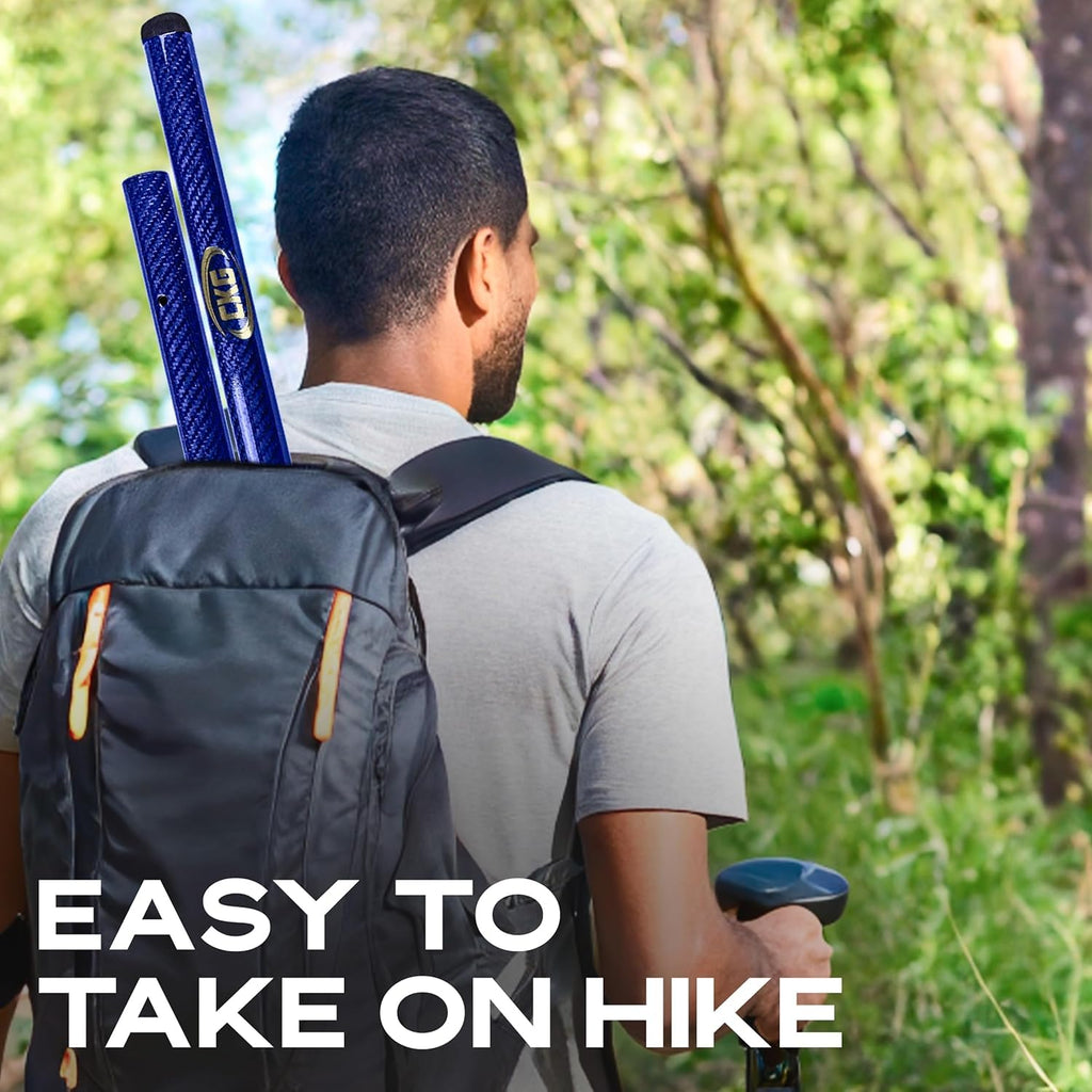 CKG Metal Detector Shovel Travel Carbon Handle for Scoop Shovel, Universal Lightweight Pole for Beach Metal Detecting Digging Tools Treasure Hunting 3k Carbon Fiber Long Tube Rod – Blue/Travel Size