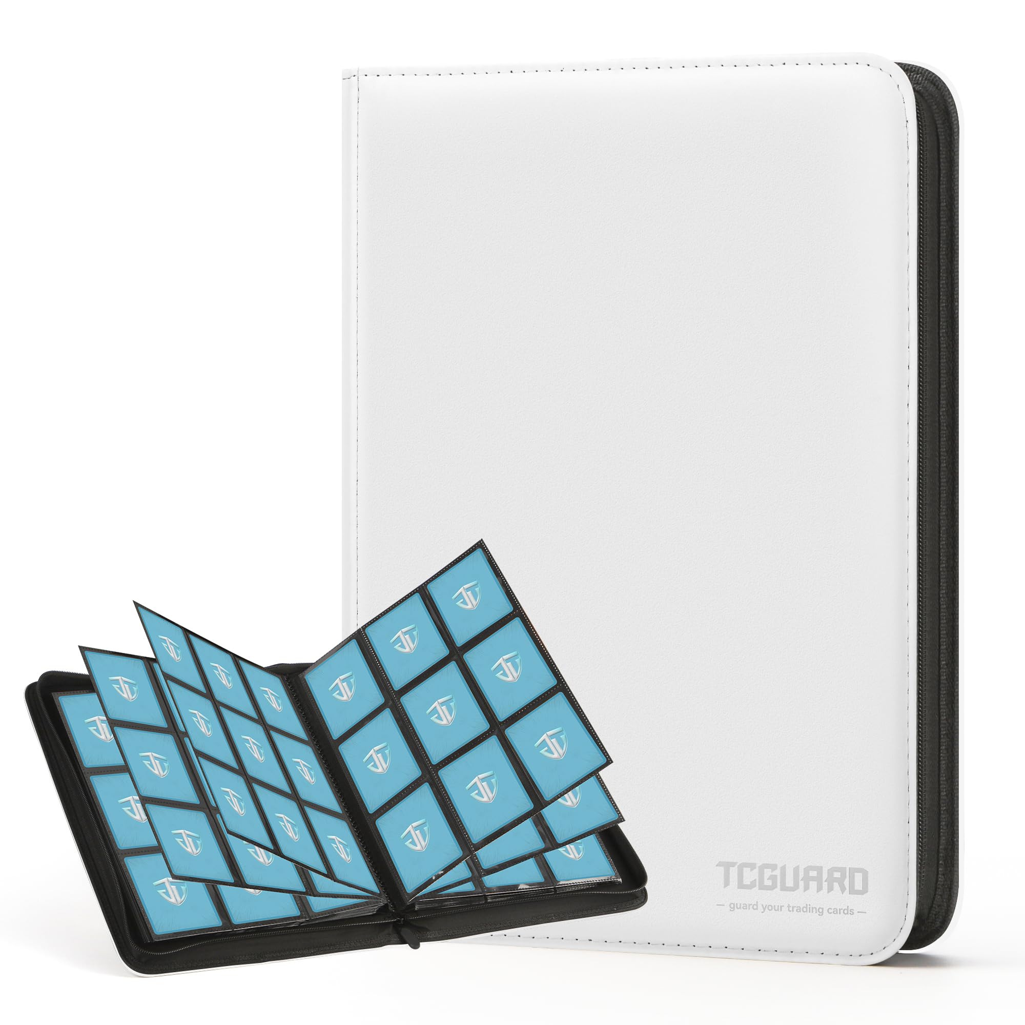 TCGUARD Trading Card Binder, 9 Side Loading Pocket Card Album Hold Up to 540 Cards, Zipper Binder for Cards Collection, TCG Card Holder for Game Card, Sports Card, Yugioh, MTG etc. (White)