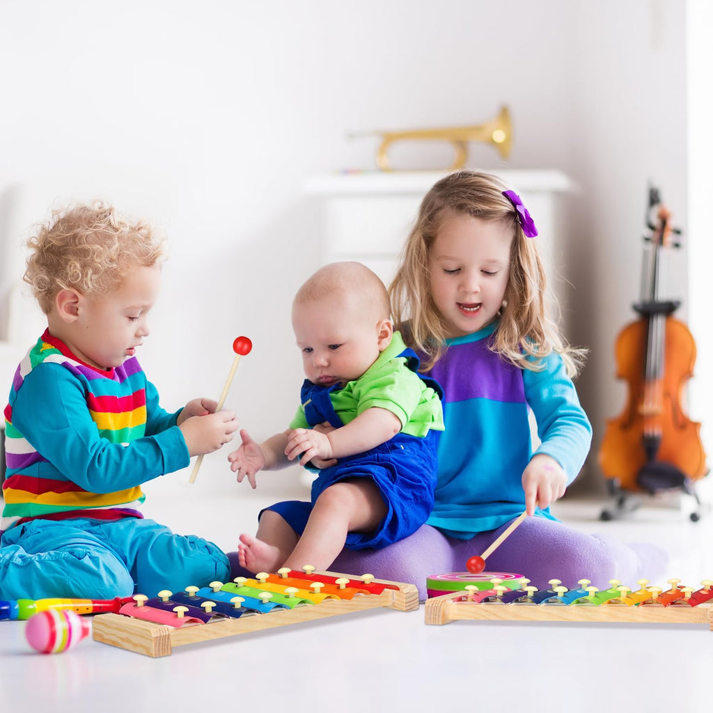 Lukmaa 6 Pcs Xylophone for Kids Wooden Xylophone with Mallets Musical Instrument Wood Baby Percussion Kit Christmas Birthday Gifts for Boys Girls Educational Preschool Instruments Toddler Toys