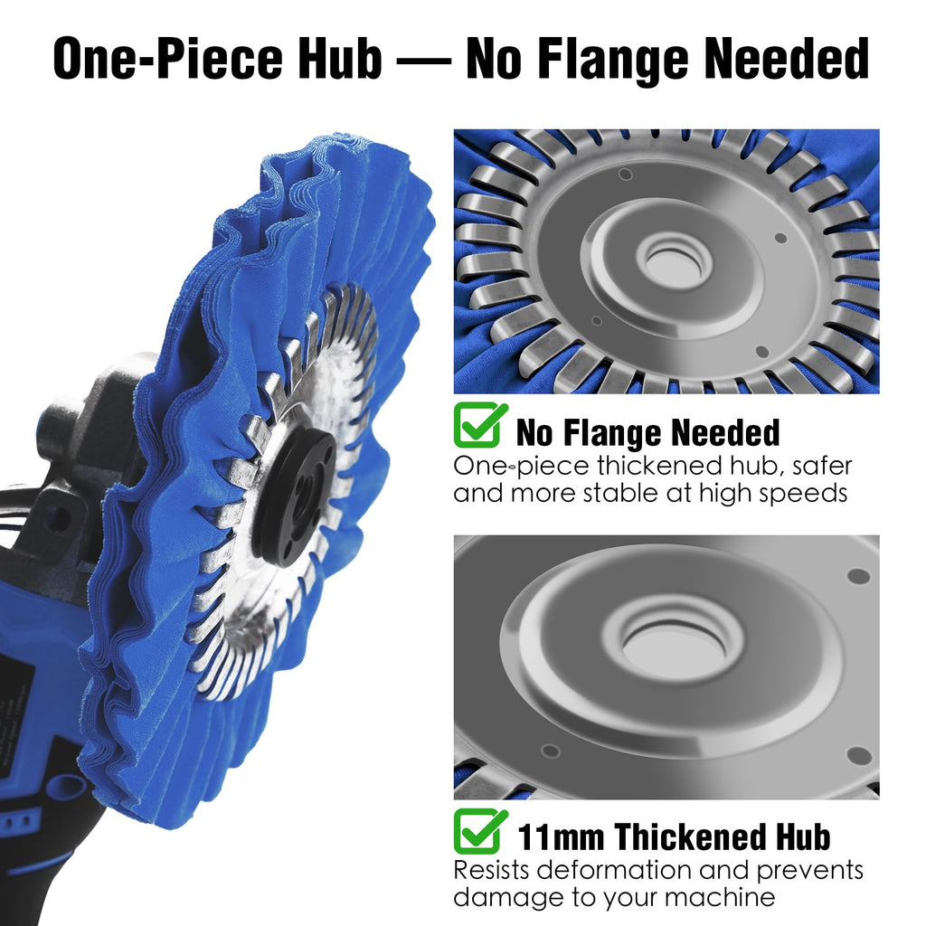 Konvixon 2PCS 8" Airway Buffing Wheel with 5/8" Arbor Flange-Free Hub，Blue Buffing Wheels for Angle Grinder, Heavy Cutting Metal Polishing Wheel for Aluminum Wheels Stainless Steel Metal Surface Prep