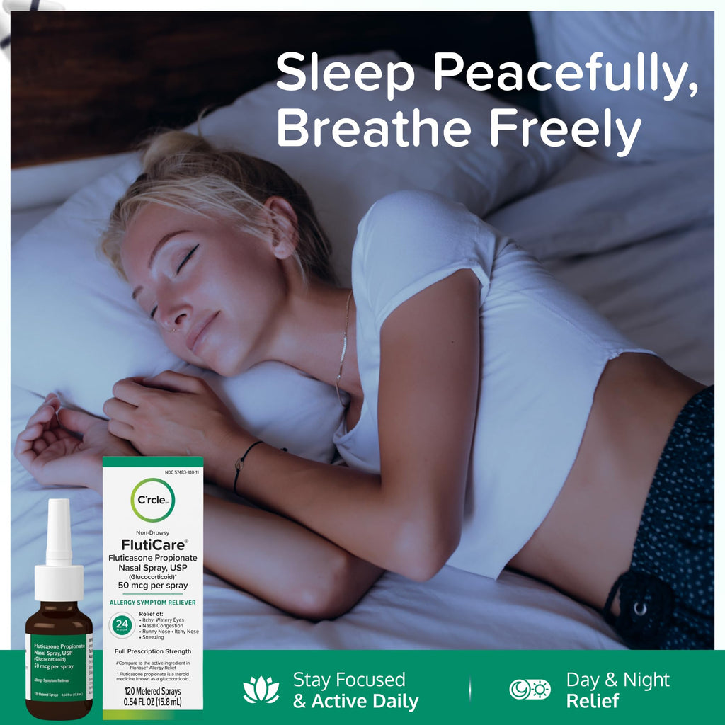 Fluticasone Nasal Spray Allergy Relief - 24 Hour Non Drowsy Allergy Nasal - Nose Spray Relief for Sinus Allergies - Prescription Strength Fluticasone Propionate 50mcg - 4 Month Supply