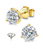GEMQUEEN Moissanite Earrings Studs 925 Sterling Silver Hypoallergenic 2CT