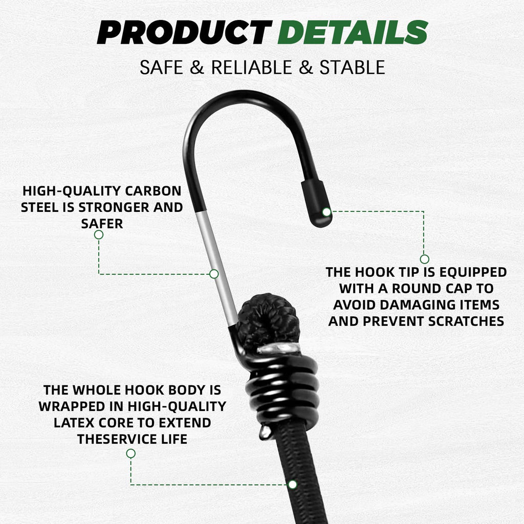 Bungee Cords with Hooks 6 Pack Bungee Cord Includes 36 inches for Bundling Items, Fixing Tarps, Tents, and Carrying Luggage