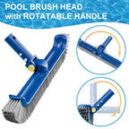 POOLAZA Pool Brush with Rotatable Handle,17.5" Pool Brush Head for Inground Pools, Above-Ground & Vinyl Pools, Heavy-Duty Pool Brushes for Cleaning Pool Walls