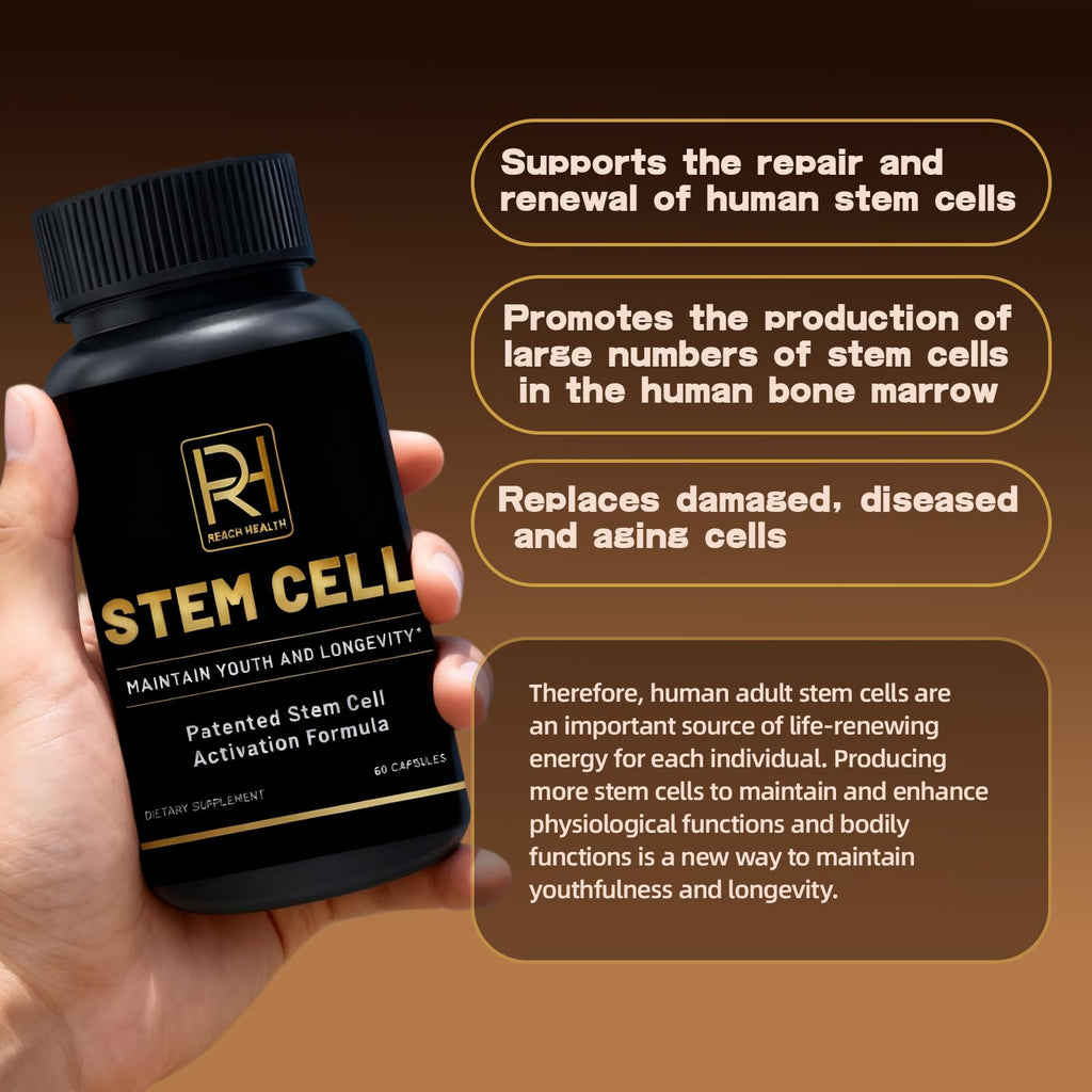 REACH HEALTH STEM Cell Supplement, Maintain Youth and Longevity Patented Stem Cell Activation Formula (2 Bottle, 120 Capsules)