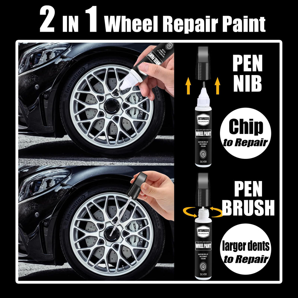 Silver Rim Touch Up Paint - Wheel Repair Kit Curb Rash, Quick And Easy Wheel Scratch Repair, Rim Paint For Car Wheel Repair