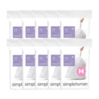 simplehuman Code M 200 Count, Dispenser Pack Custom Fit Liners, Drawstring Trash Bags, 45 Liter / 11.9 Gallon, White